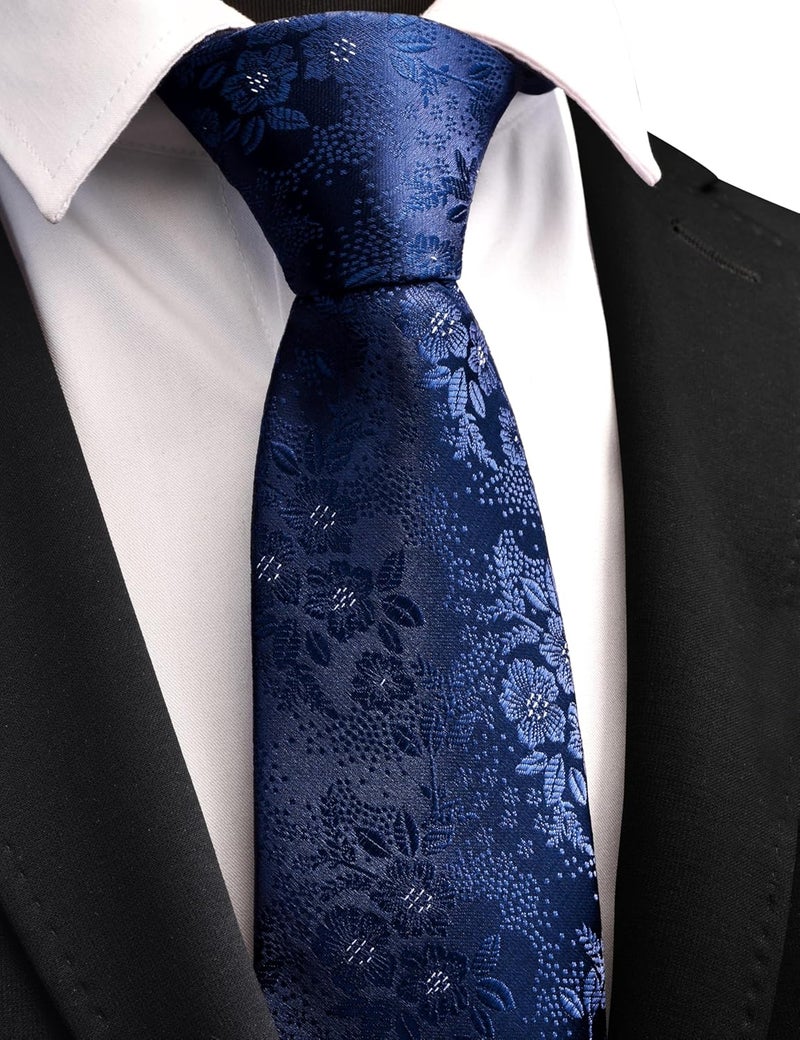 GUSLESON 3.15"(8cm) Fashion Floral Ties Mens Woven Jacquard Necktie for Wedding - Image 2